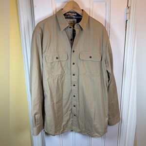 LL Bean flannel lined canvas shirt jacket medium tall